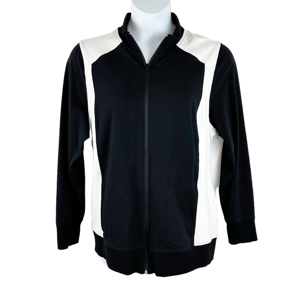 Avenue Black and White Color Block Y2K Track Suit Jacket Size 18/20
